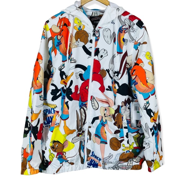 NEW Members Only Looney Tunes Space Jam Hood Windbreaker Jacket LARGE Cartoon - Picture 2 of 9